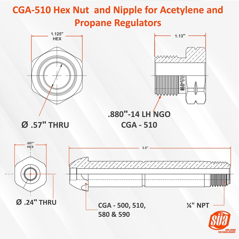 SÜA® - Nut and Nipple replacement for Acetylene and Propane