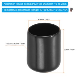 PATIKIL 16MM Vinyl Rubber End Caps, 50 Pack Flexible Bolt Screw Covers Caps Round Thread Protector Caps for Metal Tubing Rod Bolts, Black