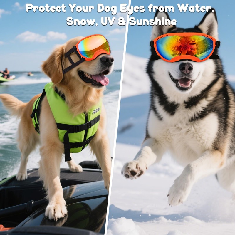 Dog Goggles,UV Protection Dog Sunglasses for Medium-Large Breed,Dogs Eye Protection