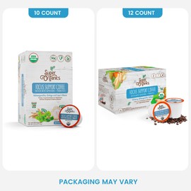 Super Organics Focus Support Coffee Brew Cups With Superfoods & Probiotics, Adaptogens, Medium Roast, USDA Certified, Vegan, Non-GMO, 10 count