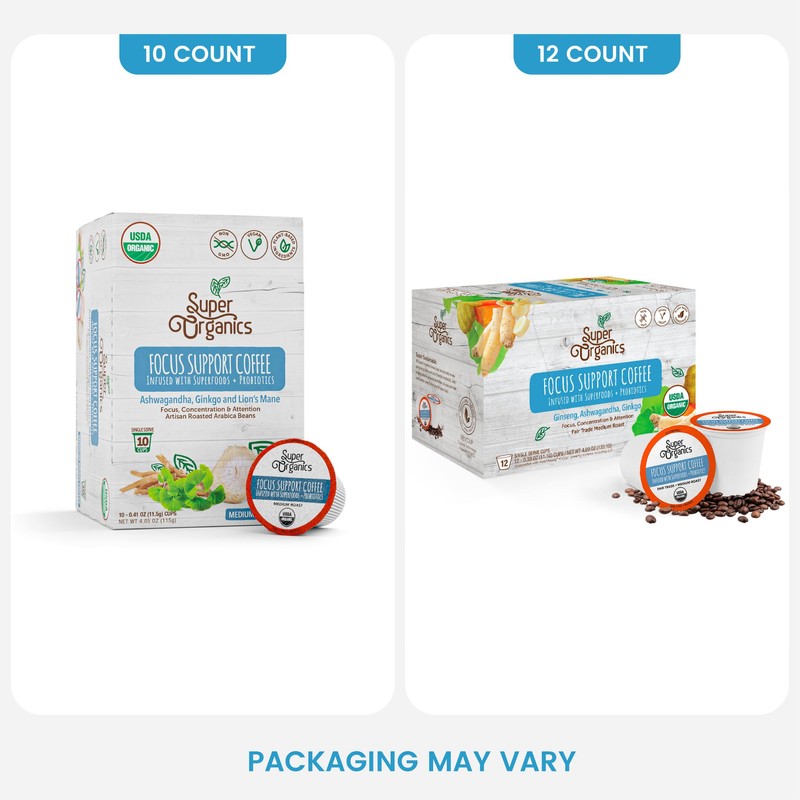 Super Organics Focus Support Coffee Brew Cups With Superfoods &