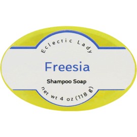 Eclectic Lady Freesia Shampoo Soap Bar with Pure Argan Oil, Silk Protein, Honey Protein and Extracts of Calendula Flower, Aloe, Carrageenan, Sunflower - 4 oz Bar