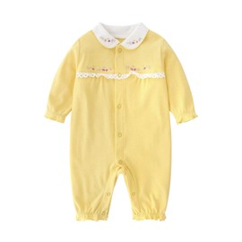 Infant One Piece Jumpsuit 100% Organic Cotton Romper for 0-3 Month Newborn Baby Spring Autumn Summer Outerwear Embroidery