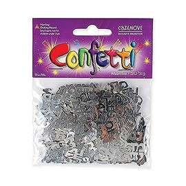 Silver Mazel Tov in Hebrew & English Confetti, Jewish Decorations for Wedding, Engagement, Bar Mitzvah, Bat Mitzvah Parties by Judaica Place