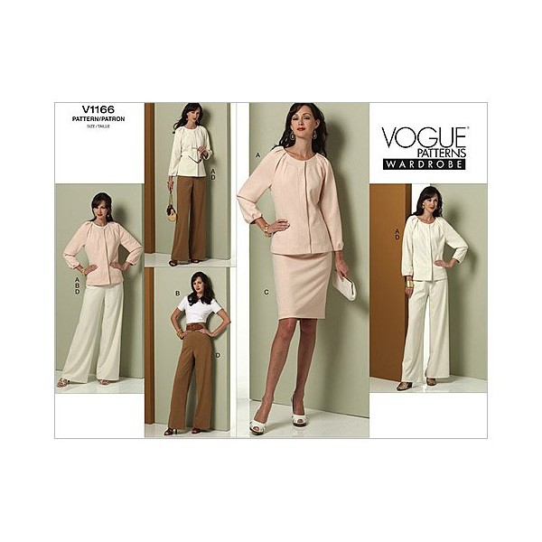 Vogue Patterns V1166 Misses' Jacket, Top, Skirt and Pants, Size EE (14-16-18-20)