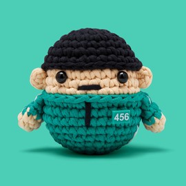 The Woobles Beginners Crochet Kit with Easy Peasy Yarn as seen on Shark Tank - with Step-by-Step Video Tutorials - Squid Game (Player)