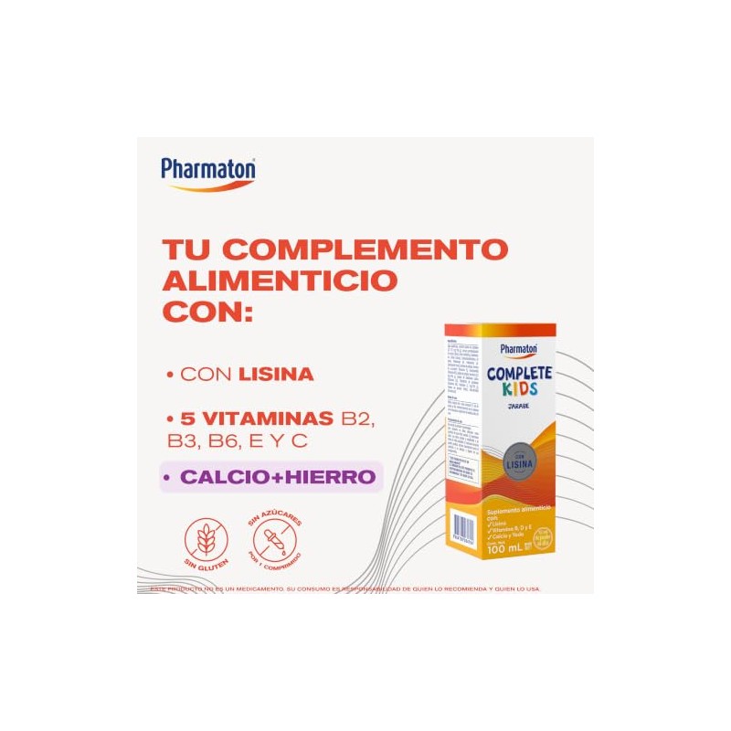 Pharmaton Complete Kids Suplemento Alimenticio en Jarabe, 100 ml. Complementa