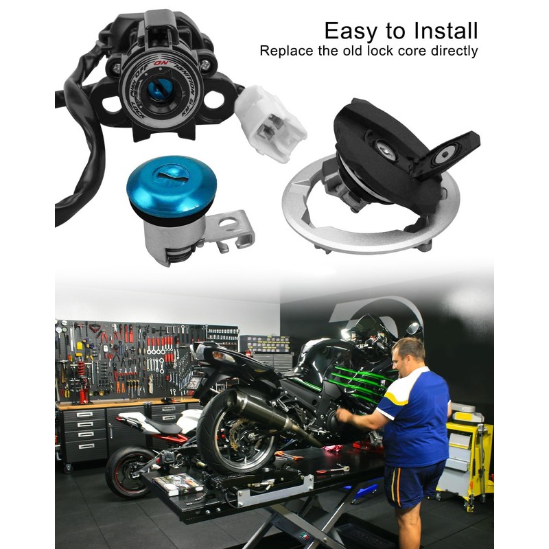 TIKSCIENCE Ignition Switch Fuel Gas Cap Seat Lock Key Set