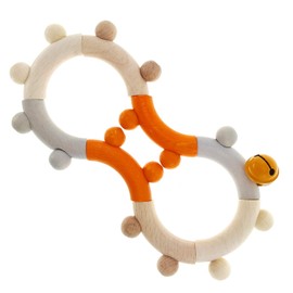 Hess Wooden Toy 11131 - Motor Skills Rattle Made of Wood in the Shape of an Eight, Nature Series in Orange, with Movable Parts, from 6 Months, Handmade, for Gripping Exercises and Happy Rattle Fun