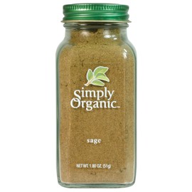 Simply Organic Ground Sage Leaf, 1.41 Ounce, Sweet Earthy Flavor, Hints of Mint, Pair with Garlic & Rosemary, Kosher, Organic