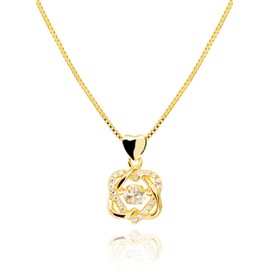 MUSEQVE 2 Interlocking Infinity Heart Necklace for Women • 14K Gold Plated Dancing Cubic Ziconia Necklace • Big Sister Little Sister Birthday Mothers Day Gifts [HN-DC-G]