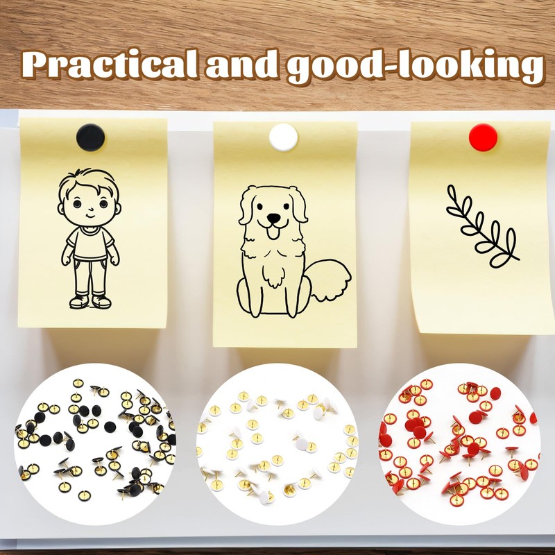 Aiweijia 100Pcs Decorative Flat Push Pin, Plastic Roundness Head Thumbtack,