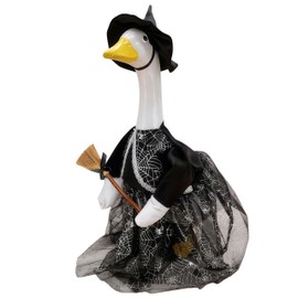 Halloween Goose Outfit Clothes,Hat,Skirt,Broom, Set for 23 Inch Cement Geese Outdoor Patio Yard Lawn Decoration