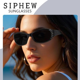 SIPHEW Polarised Sunglasses Womens Trendy Ladies Sunglasses with UV400 Protection Wrap Around Sun Glasses for Women