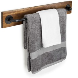 Rustic Wood & Metal Wall Mounted Towel Bar/Hanging Rod Unit for Modular Storage Racks
