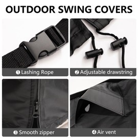 WEIMELL Outdoor Swing Cover 3 Triple Seater Waterproof Porch Swing Cover 420D Patio Swing Protector Cover(86W*60D*72H inch)