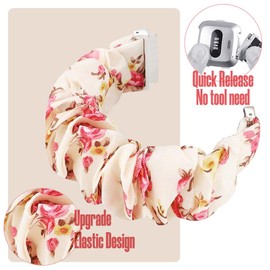 LYSANDRA for 22mm watch Band, 22mm abric Elastic Scrunchie Elastic Women Cute Replacement Straps Compatible with UAUE T60, TOZO S6,Tensky GTX12/208BT, Visit T70, IDW208 Watch (Pink Flower)