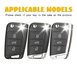 OFF WE GO Car Key Cover Case Key Fob for VW Volkswagen Golf 7 Variant Polo Tiguan Seat Leon Cupra Skoda Octavia Superb Soft TPU Full Protection Car Key Shell 3 buttons Car Key Holder Box, Black Silver