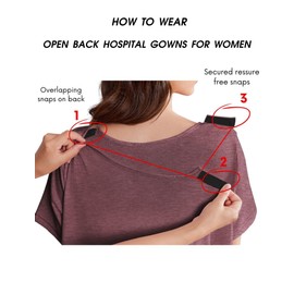 Deyeek Hospital Gowns for Women Labor Delivery Shoulder Surgery Dress Adaptive Clothing Night Robes for Elderly Plus Size Dark Red