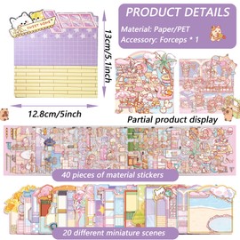 Sticker Therapy for Adults 20 Sets 3D Sticker Scenes Relief Stress Cartoon Mini Animal House Stickers DIY for Kids