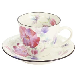 Ceramic Indigo Flower Tsumi Coffee Bowl Plate, Peony Size: Approx. φ3.5 inches (9 mm), H3.0 inches (7.5 cm), 23.9 inches (60185 mm)