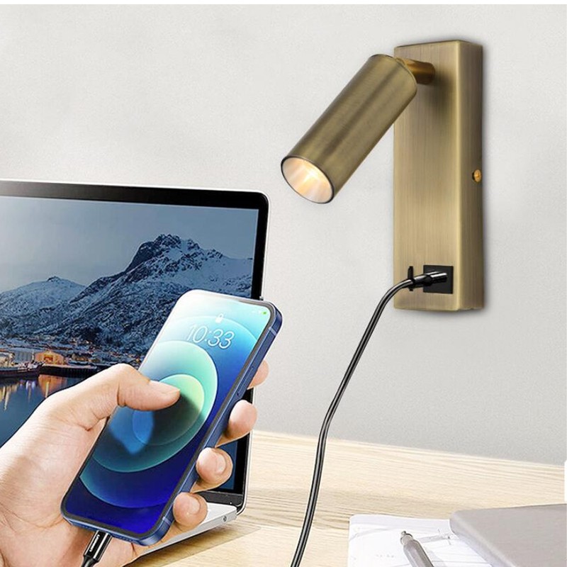 LED Wall Mounted Spotlight Adjustable Angle USB Port Design Stylish