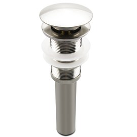 Bathroom Sink Pop Up Drain Assembly Without Overflow Fits 1.57 to 2.36 Inch Sink Openings with 1-1/4 Inch Tailpiece Large Cap Solid Brass Drain Stopper (Brushed Nickel)