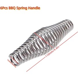 Lyyxjsltd 6Pcs Stainless Steel BBQ Spring Handle, 5.5-Inch Heavy Duty Spring Handles for Grill, Wood Stove, Pit Door, Fireplace, Camping - Durable & Heat Resistant