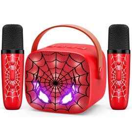 Mini Karaoke Machine Toys Gifts: Kids Toys Birthday Gifts for 4 5 6 7 8 9 Years Old Girl Boy LED Portable Bluetooth Speaker with 2 Wireless Microphone Girl Gift Age 3-12+