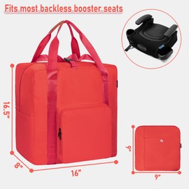 TORIBIO Backless Booster Car Seat Travel Bag, for Gb Pockit, Tote Bag Strollers Bags for Airplane Gate Check, Red