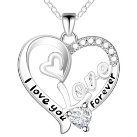 GemJelry I Love You Heart Pendant Necklaces Birthday Valentine's Day Gift Mother's Day Gifts Christmas Mom Gifts Jewelry for Women Wife Girlfriend Friend Daughter