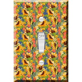 Toggle Wallplate, Single Light Switch Cover Plate - Sunflower Pattern