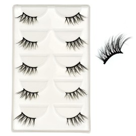 Vivis Half False Eyelashes Corner 3D Faux Mink Lashes Natural Wispy Cross Fake Eye Fluffy Cute Reusable Makeup Extension 5 Pairs - B15