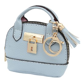 Zitokin Mini Tote Purse Keychain, Cute Tote Bag Coin Purse, Mini Backpack Keychain Wallet PU Leather (Sky Blue)
