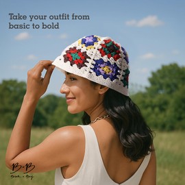 Brook + Bay Crochet Bucket Hat - Crochet Hats for Women - Knit Hat - Knitted Summer Yarn Hats for Women Men Unisex - 100% Cotton