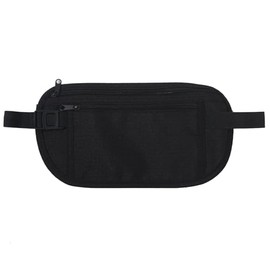 yuandnn Money Belt, Passport Holder Secure Hidden Travel Wallet with RFID Blocking, Adjustable Undercover Fanny Pack with 2 Pockets for Men Women (Black)