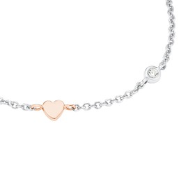 s.Oliver Bracelet 925 Sterling Silver/Stainless Steel Girls Children's Bracelet with Motif, Comes in Jewellery Gift Box, Sterling Silver, Synthetic zirconia
