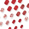24Pcs Heart Press on Nails Short Square Valentine's Day Fake
