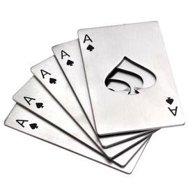 Yoption 5Pcs Stainless Steel Credit Card Size Casino Bottle Opener Beer Bottle Opener for Your Wallet(5, Poker)