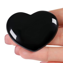 AWARDSEN 45mm Large Obsidian Heart Crystals Gemstones Gifts for Women Mum Grandma Reiki Healing Stones Worry Stone for Valentine's Day, Birthdays, Anniversary, Mother's Day and Thanksgiving Day