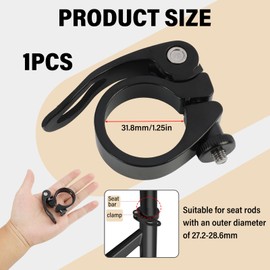 Bicycle Seat Clamp with Quick Release Aluminium Alloy Seat Clamp, Bicycle Seat Clamp Made of Aluminium Alloy, Seat Post Clamp, Black, Sizes 28.6/31.8/34.9 mm, Lightweight for Road Bike and MTB
