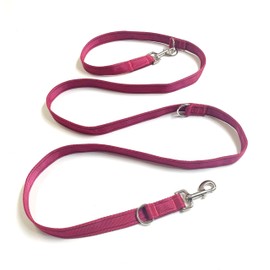 Police Style Dog Training Lead Double Ended 15ft (4.5 Metres Approx) Adjustable Leash Multi-Functional In Cushion Webbing (25mm, Burgundy)