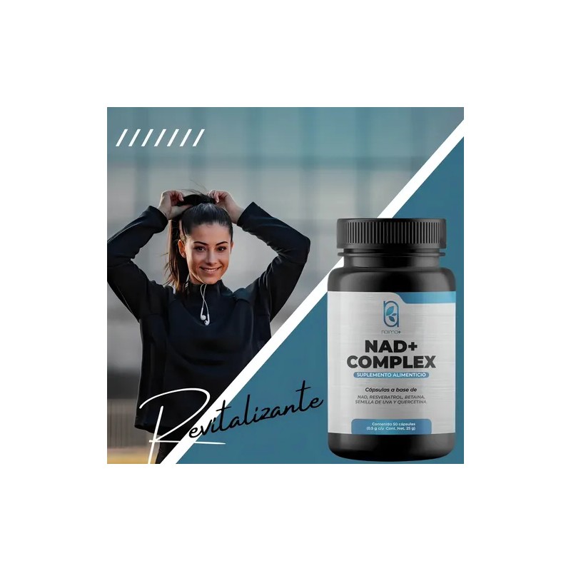 Suplemento NAD Complejo Antiedad Naima Plus 50 Cápsulas Resveratrol