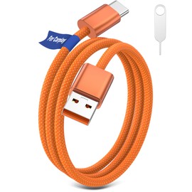 iMangoo 3ft USB A to USB C Braided Car Play Charger Cord Cable Orange