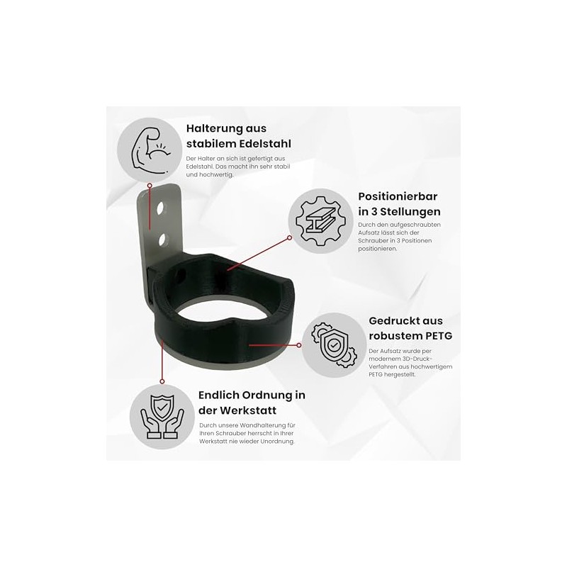 Stainless steel wall mount suitable for Bosch GSR12V-15 and many