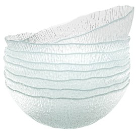 Vikko Soup Bowls, 6.5 Inch Salad Bowls, Glass Soup Bowls, Elegant Textured Glass Bowls, Set of 6, Dishwasher Safe