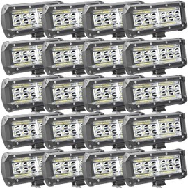 7 Inch LED Light Bar, 240W 24000lm LED Pod Lights for Tractors, LED Work Lights for Truck, Spot Flood Combo Beam Off Road Light Pods Fog Lights for Boat Trailer Pickup Car RZR ATV UTV RV, 20 Pack