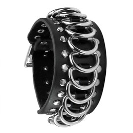 Eigso Punk PU Leather Bracelet Gothic with Alloy Half Round O-Ring Clasp Adjustable Women Men, Leather, Not known.