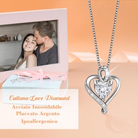 SUNSH Women's Necklaces, Women's Heart-Shaped Necklaces, Heart-Shaped Necklaces for Women, Girlfriends and Lovers, Valentine's Day Gifts, Anniversaries, Birthdays and Christmas Soulmates, Bead