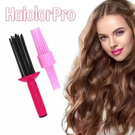 2개입 컬링 롤 빗 곱슬머리용 스타일러 3가지 사이즈 헤어 [black pink] 2-piece Curling Roll Brush Styler for Curly Hair in 3 Sizes [black pink]